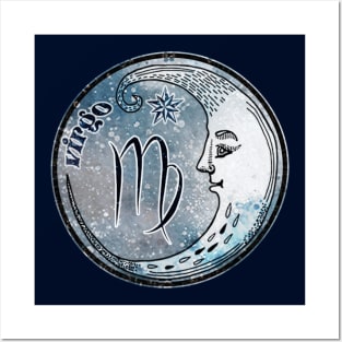 Virgo Moon Sign Astrology Zodiac Symbol Stars and Crescent Moon Posters and Art